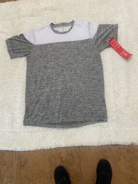 Men's Short Sleeve Crewneck Colorblock Tee - Grey & White